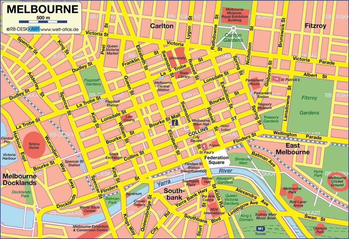 harta e qytetit Melbourne