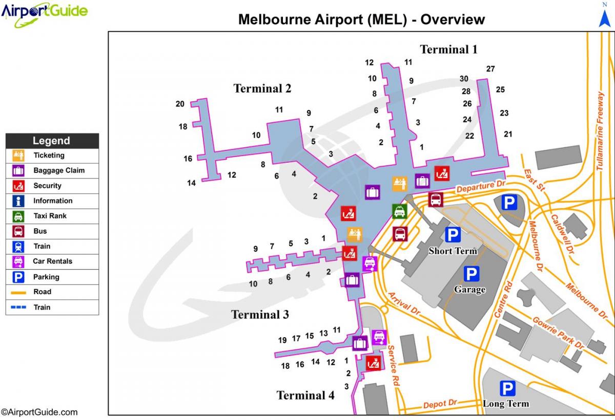 Melburn Tullamarine aeroporti hartë