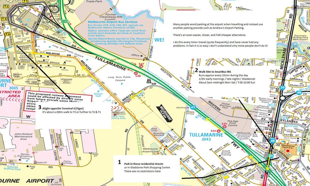 Melburn aeroporti car park map