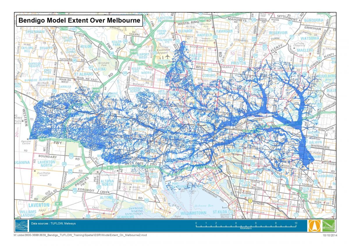 harta e përmbytjes Melburn
