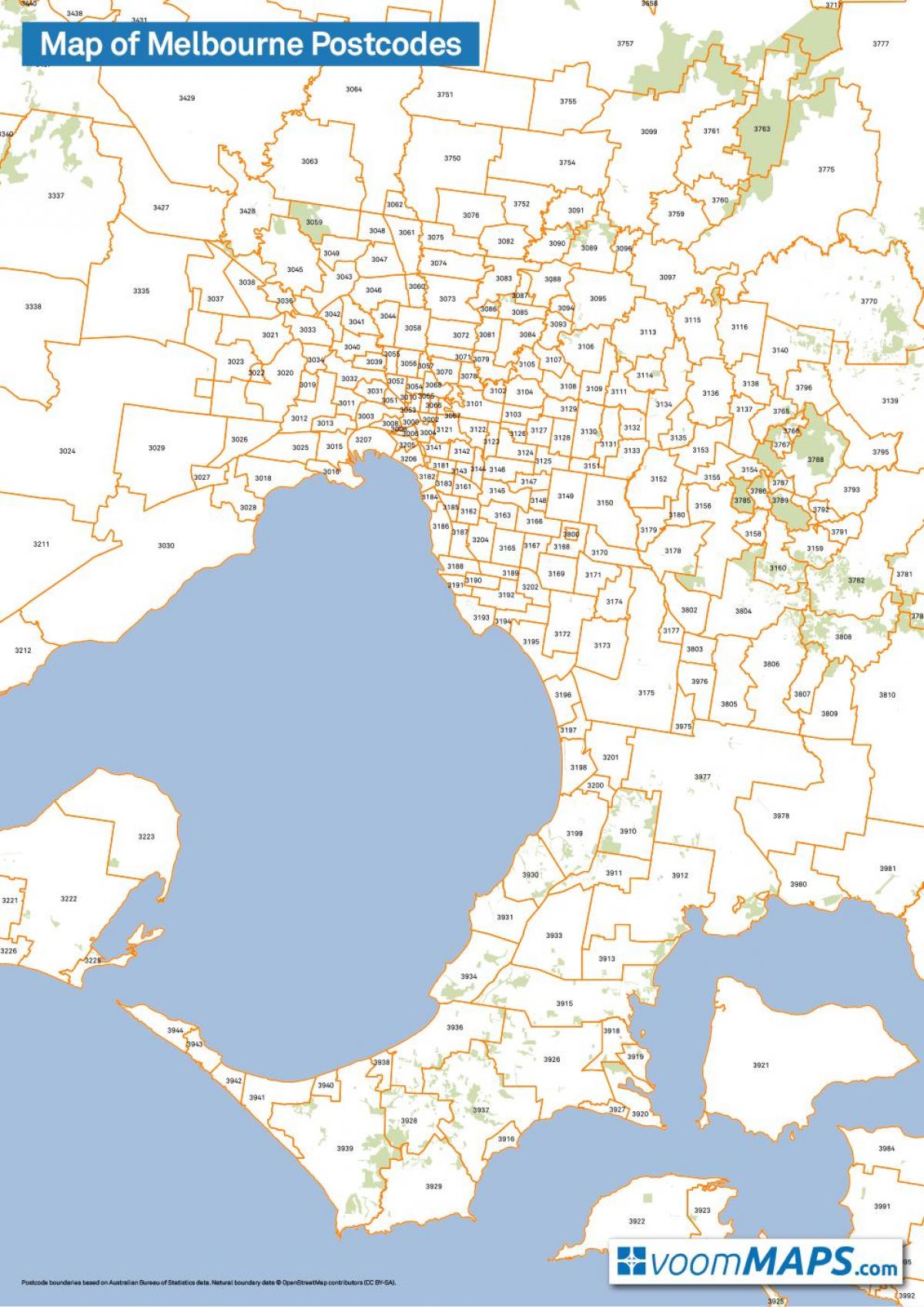 harta e Melburn postcodes