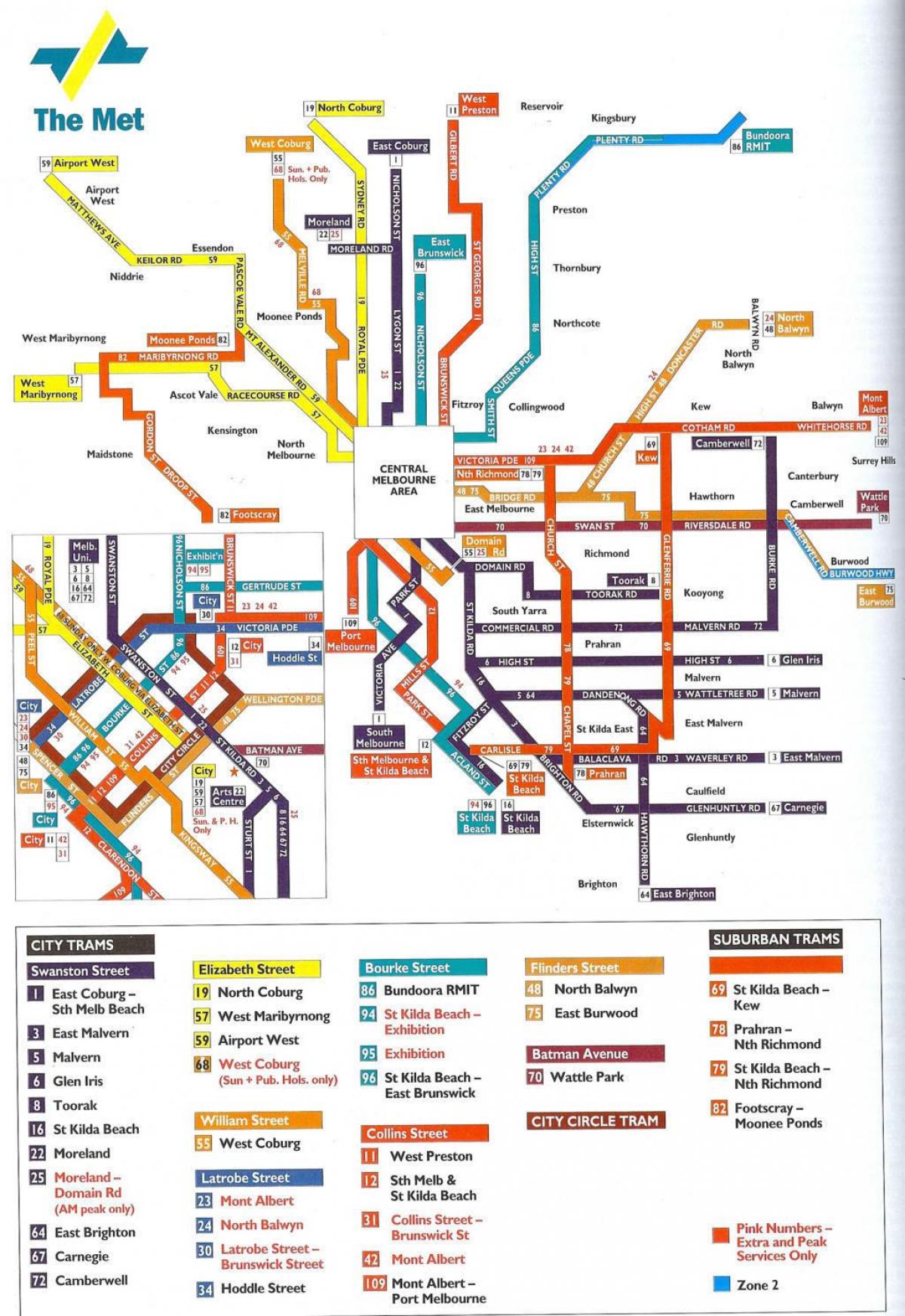 Melburn të transportit publik hartë