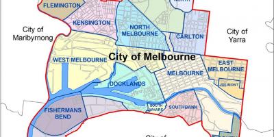 Harta e Melburn dhe përreth në periferi